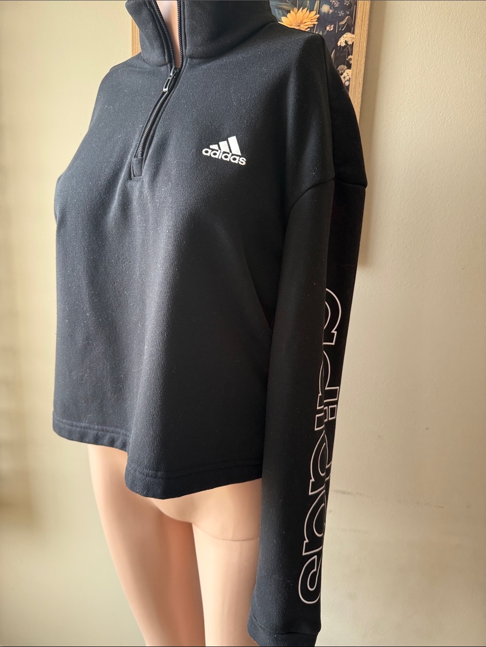 adidas Black Half-Zip Logo Sweatshirt